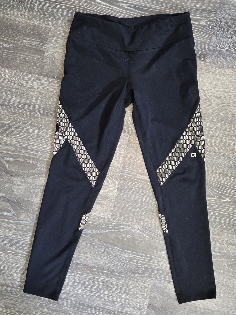 GAP GapFit Black Leggings with White Reflective Logo Print